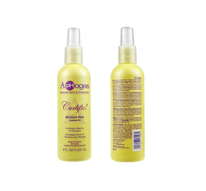 ApHogee Curlific Moisture Rich Leave-In Conditioner 8 oz - Hydrating Curl Detangler for Fine, Low Porosity Curly Hair