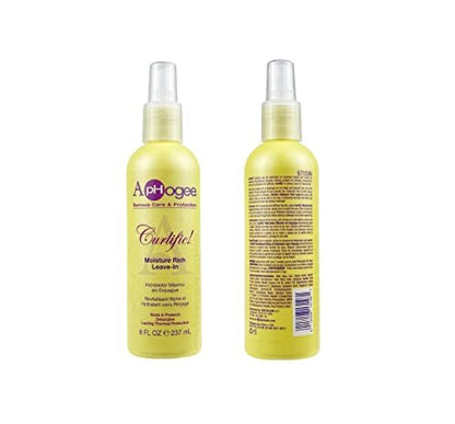 ApHogee Curlific Moisture Rich Leave-In Conditioner 8 oz - Hydrating Curl Detangler for Fine, Low Porosity Curly Hair