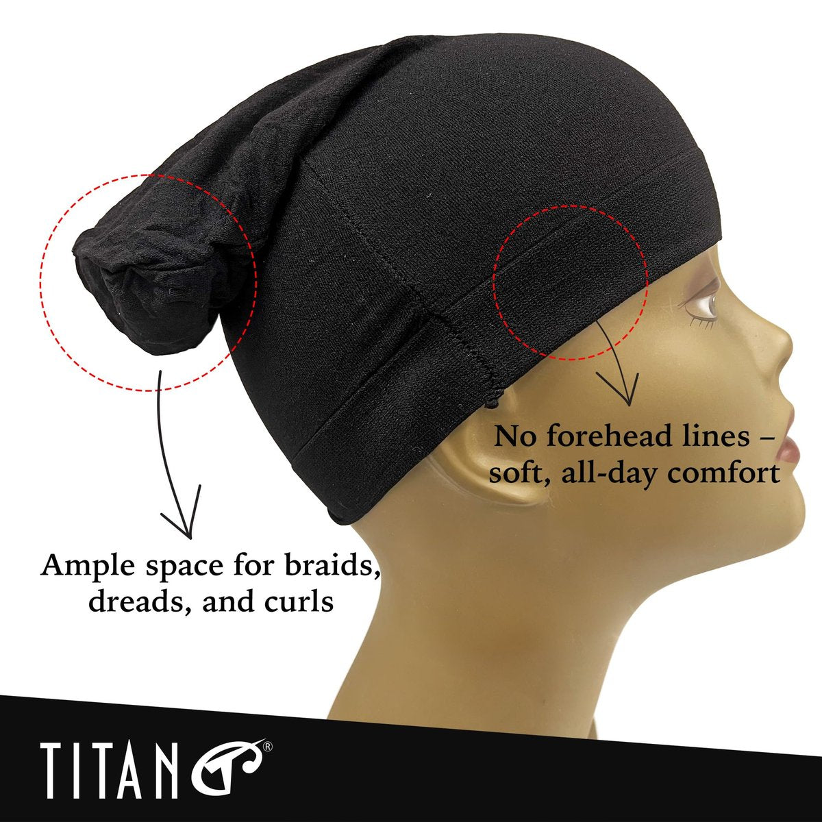 Titan Dreadlock Stocking Cap - Stretchable & Breathable Loc Sock for Men & Women, Secure Fit, Covers Most Dreadlock Styles (Black) - görsel 9