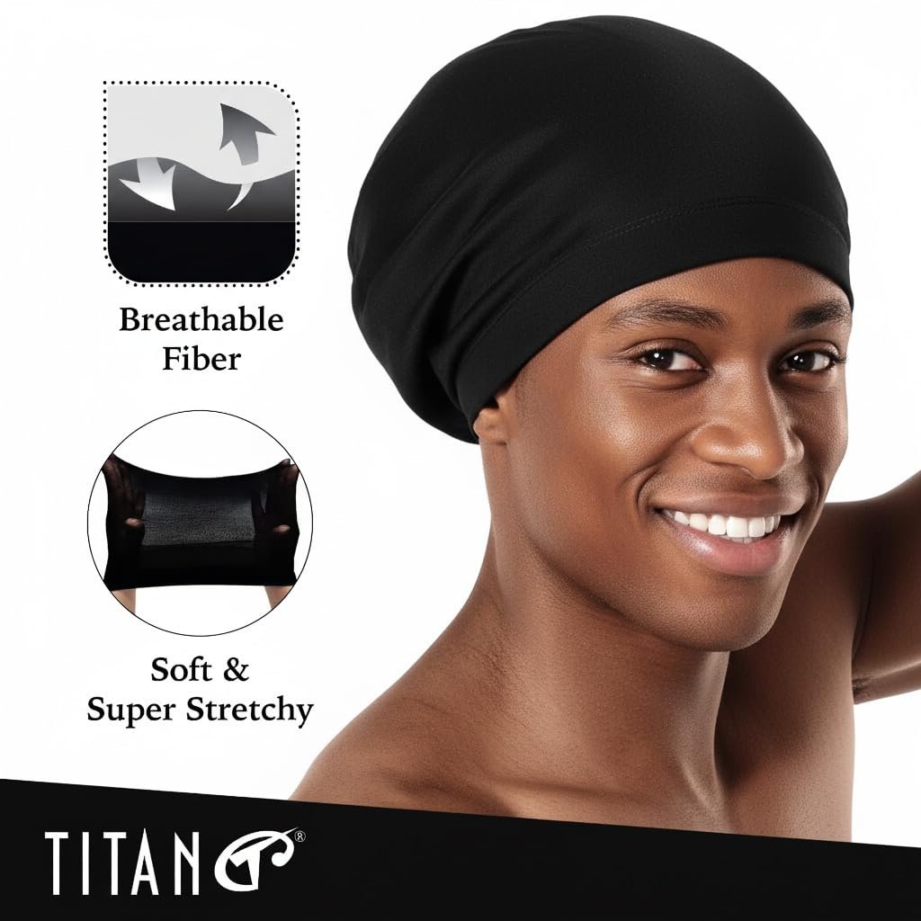 Titan Dreadlock Stocking Cap - Stretchable & Breathable Loc Sock for Men & Women, Secure Fit, Covers Most Dreadlock Styles (Black) - görsel 7