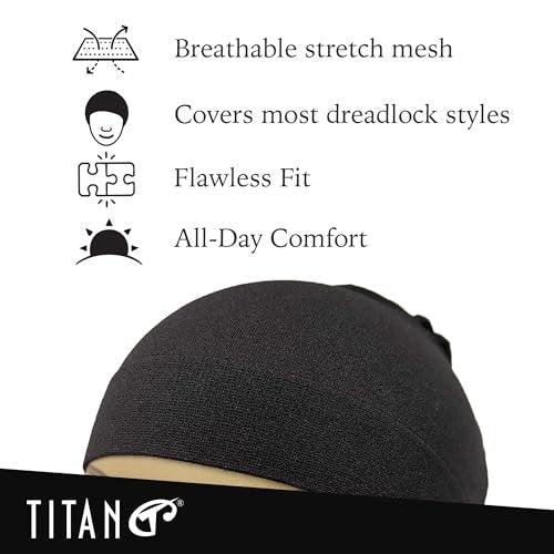 Titan Dreadlock Stocking Cap - Stretchable & Breathable Loc Sock for Men & Women, Secure Fit, Covers Most Dreadlock Styles (Black) - görsel 6