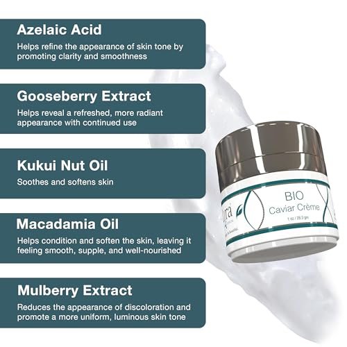 Lira Clinical BIO Caviar Crème - Daily Hydrating Facial Moisturizer with Advanced Peptide Complex and Vitamin C - Night Cream for Dry Skin - Travel Size 1 oz Avelisse