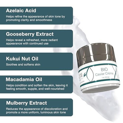 Lira Clinical BIO Caviar Crème - Daily Hydrating Facial Moisturizer with Advanced Peptide Complex and Vitamin C - Night Cream for Dry Skin - Travel Size 1 oz Avelisse