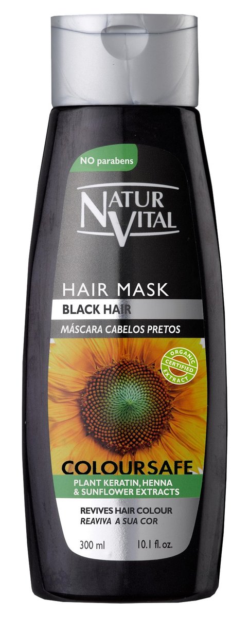NaturVital Colouring Hair Mask - Repairs and Revives Hair Color - Black Hair - 300 ml Natural & Organic Avelisse