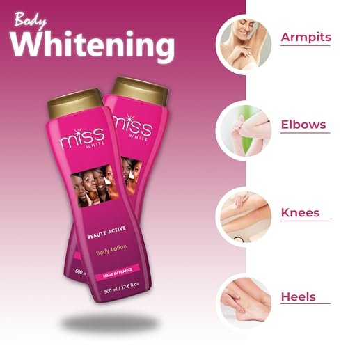 FAIR & WHITE Miss White Skin Brightening Body Lotion - 13.5 Fl oz / 500 ml - Moisturizing & Hydrating Lotion to Reduce Pigmentation on Body, Elbows, Knees and Armpits Avelisse