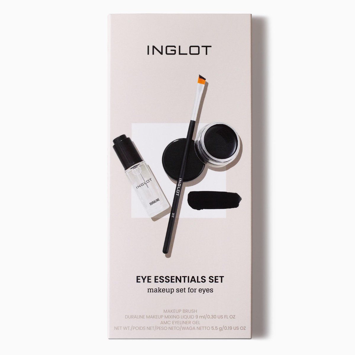 Inglot Eye Essentials Set: Duraline + AMC Eyeliner Gel 77 + Makeup Brush 31T Avelisse