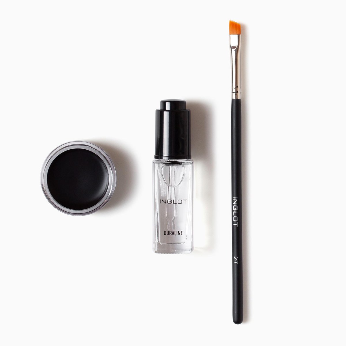Inglot Eye Essentials Set: Duraline + AMC Eyeliner Gel 77 + Makeup Brush 31T Avelisse