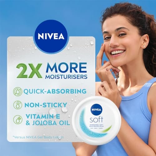 NIVEA Soft Light Moisturiser for Face and Body - 6.76 Fl Oz (200ml) - Hydrating Cream for All Skin Types - görsel 6