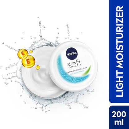 NIVEA Soft Light Moisturiser for Face and Body - 6.76 Fl Oz (200ml) - Hydrating Cream for All Skin Types