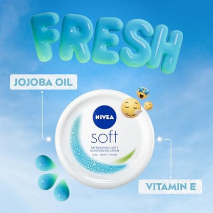 NIVEA Soft Light Moisturiser for Face and Body - 6.76 Fl Oz (200ml) - Hydrating Cream for All Skin Types