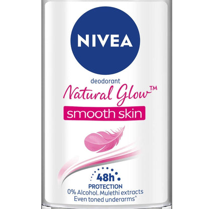 NIVEA Natural Glow Roll On Deodorant for Women, 50ml (1.69 Fl Oz) - 24h Protection & Natural Radiance