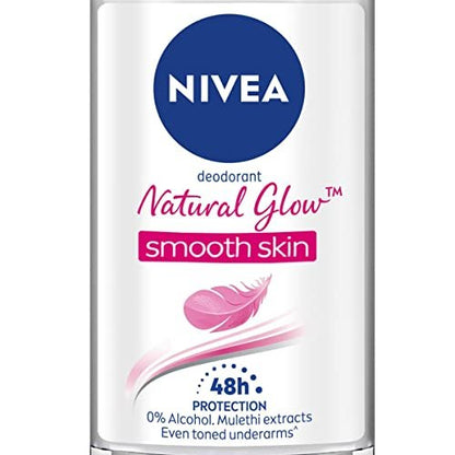 NIVEA Natural Glow Roll On Deodorant for Women, 50ml (1.69 Fl Oz) - 24h Protection & Natural Radiance