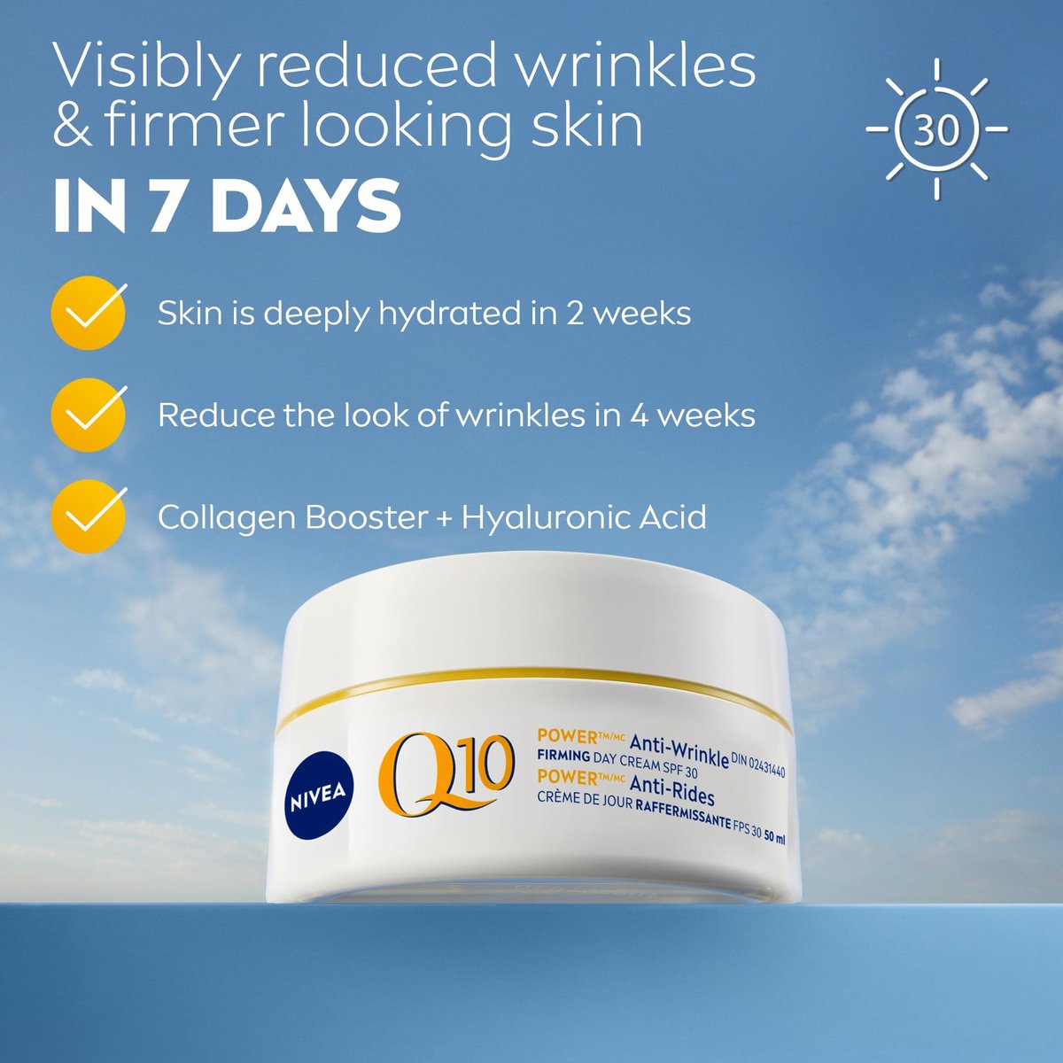 NIVEA Q10 Plus Anti-Wrinkle Day Care Cream with SPF 30 - 1.69 oz Avelisse