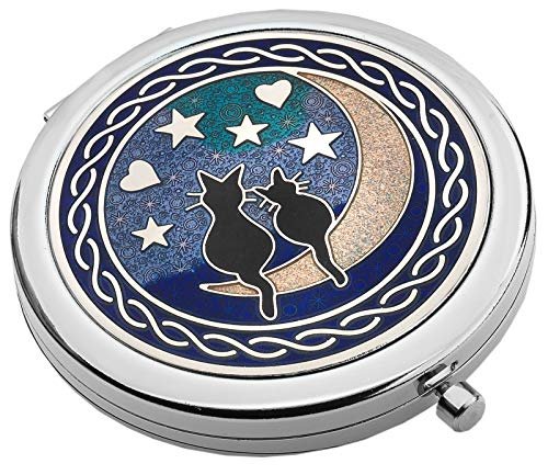 Sea Gems Enamelled Pewter Compact Mirror – Cats on Moon Design - görsel 2