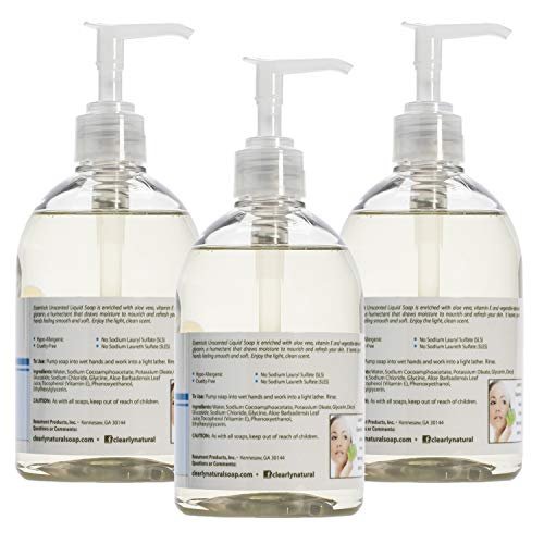 Essentials Glycerin Liquid Hand Soap, Unscented, 12 fl oz (Pack of 3) – Gentle & Moisturizing Hand Wash Avelisse