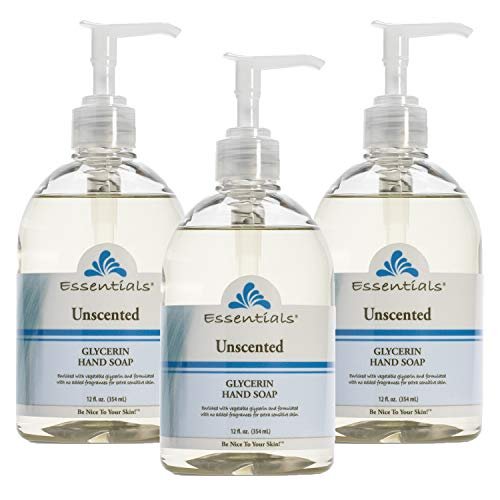 Essentials Glycerin Liquid Hand Soap, Unscented, 12 fl oz (Pack of 3) – Gentle & Moisturizing Hand Wash Avelisse
