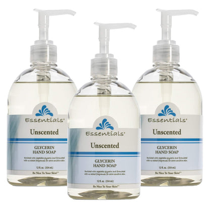 Essentials Glycerin Liquid Hand Soap, Unscented, 12 fl oz (Pack of 3) – Gentle & Moisturizing Hand Wash Avelisse