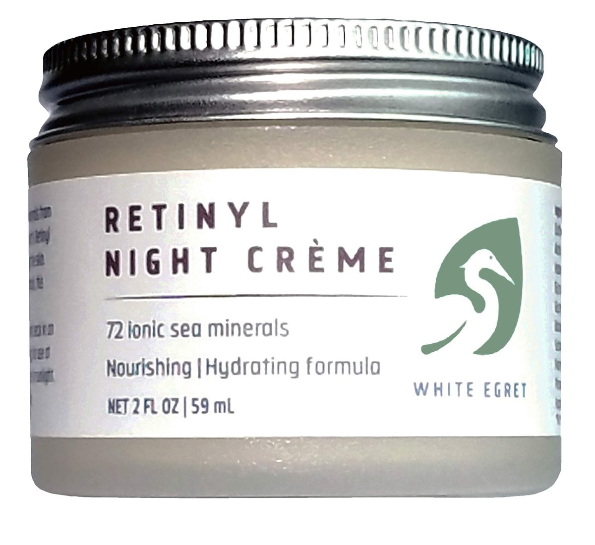 White Egret Night Creme with Retinol | Hydrating Anti-Aging Moisturizer, 2 Fl Oz - görsel 1