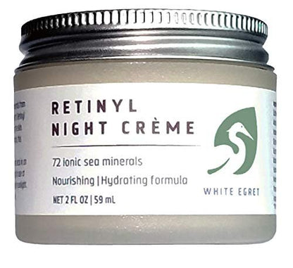 White Egret Night Creme with Retinol | Hydrating Anti-Aging Moisturizer, 2 Fl Oz