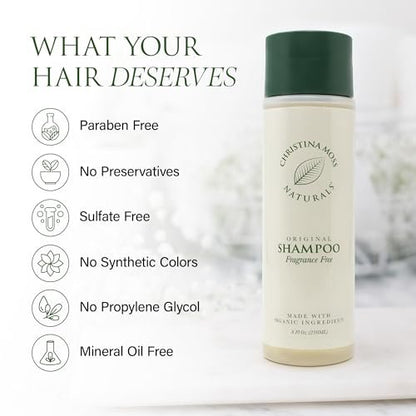 Christina Moss Naturals Unscented Shampoo - Natural & Organic, Sulfate-Free, Paraben-Free, Cruelty-Free, Vegan, 8 oz Avelisse