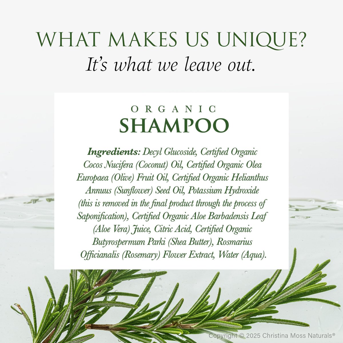 Christina Moss Naturals Unscented Shampoo - Natural & Organic, Sulfate-Free, Paraben-Free, Cruelty-Free, Vegan, 8 oz Avelisse