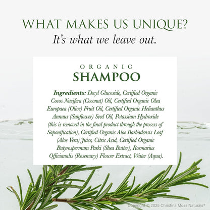 Christina Moss Naturals Unscented Shampoo - Natural & Organic, Sulfate-Free, Paraben-Free, Cruelty-Free, Vegan, 8 oz Avelisse