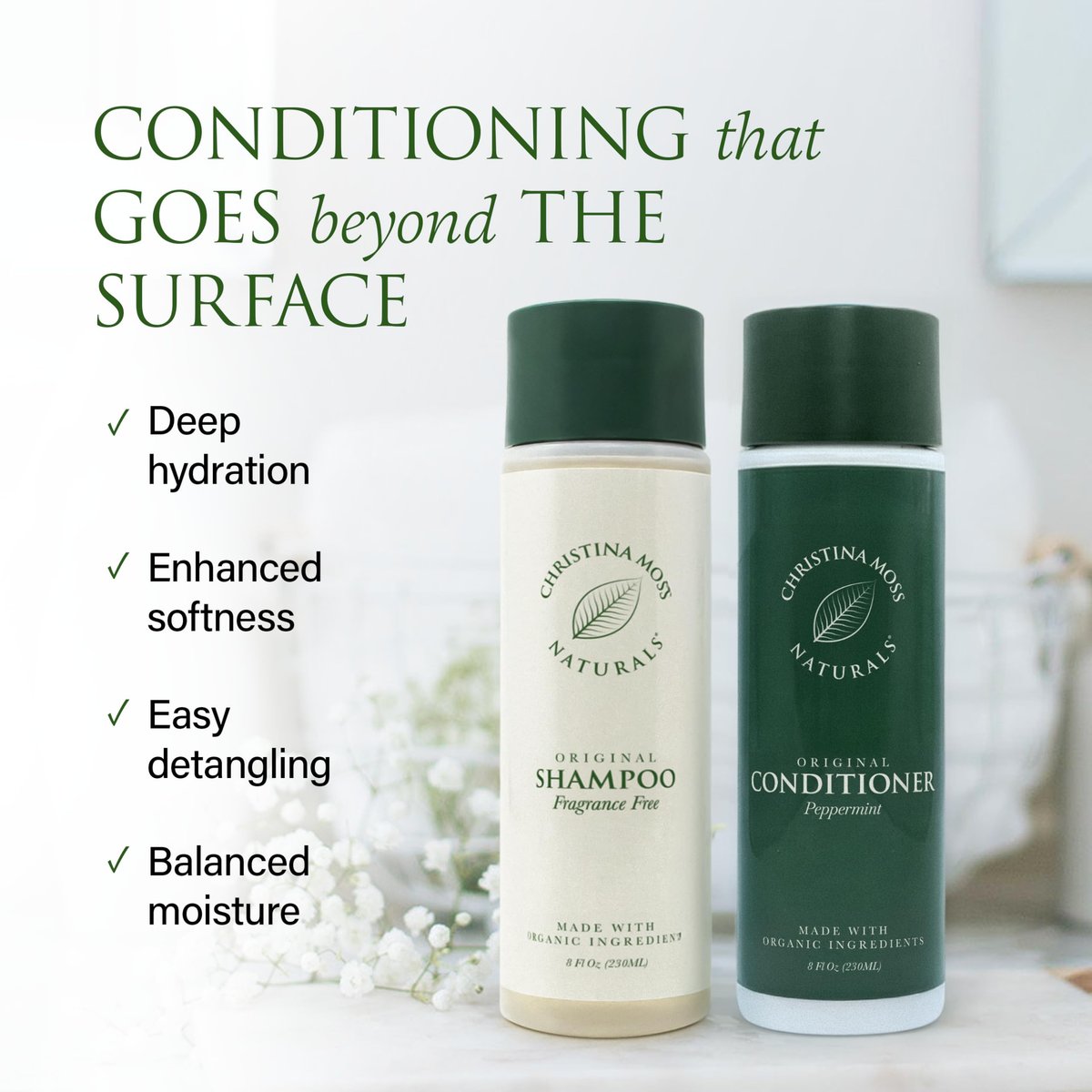 Christina Moss Naturals Organic Conditioner - No Silicones, No Parabens - 8 oz Avelisse