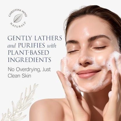 Christina Moss Naturals Gentle Facial Cleanser – Organic Face Wash for All Skin Types, Fragrance-Free, Paraben-Free, Sulfate-Free, 4 oz Avelisse
