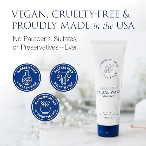 Christina Moss Naturals Gentle Facial Cleanser – Organic Face Wash for All Skin Types, Fragrance-Free, Paraben-Free, Sulfate-Free, 4 oz Avelisse