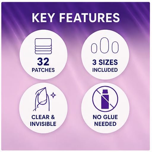Finga-Nails Nail Repair Patches – Clear Self-Adhesive Broken Nail Patches for Chips, Splits & Split Fingernails – 32 Pre-Shaped Tabs Manicure Saver Kit - görsel 6