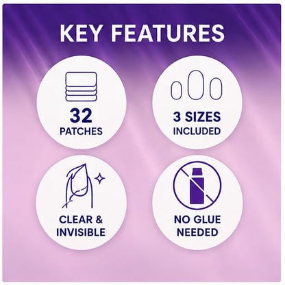 Finga-Nails Nail Repair Patches – Clear Self-Adhesive Broken Nail Patches for Chips, Splits & Split Fingernails – 32 Pre-Shaped Tabs Manicure Saver Kit
