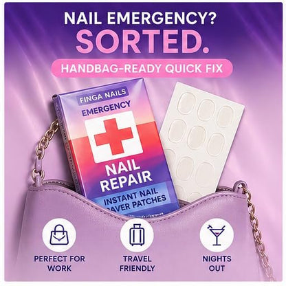 Finga-Nails Nail Repair Patches – Clear Self-Adhesive Broken Nail Patches for Chips, Splits & Split Fingernails – 32 Pre-Shaped Tabs Manicure Saver Kit