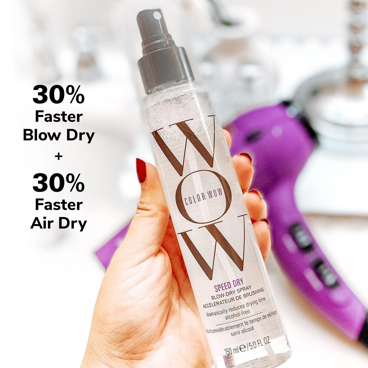 COLOR WOW Speed Dry Blow Dry Spray – Cut Blow Dry Time by 30% | Heat Protectant & Anti-Breakage | Cruelty-Free & Gluten-Free Avelisse