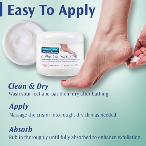 Pedifix Podiatrists' Choice 20% Urea Callus Control Extra Strength Foot Cream - 4 oz - Professional Treatment for Dry, Cracked Feet & Callus Relief Avelisse