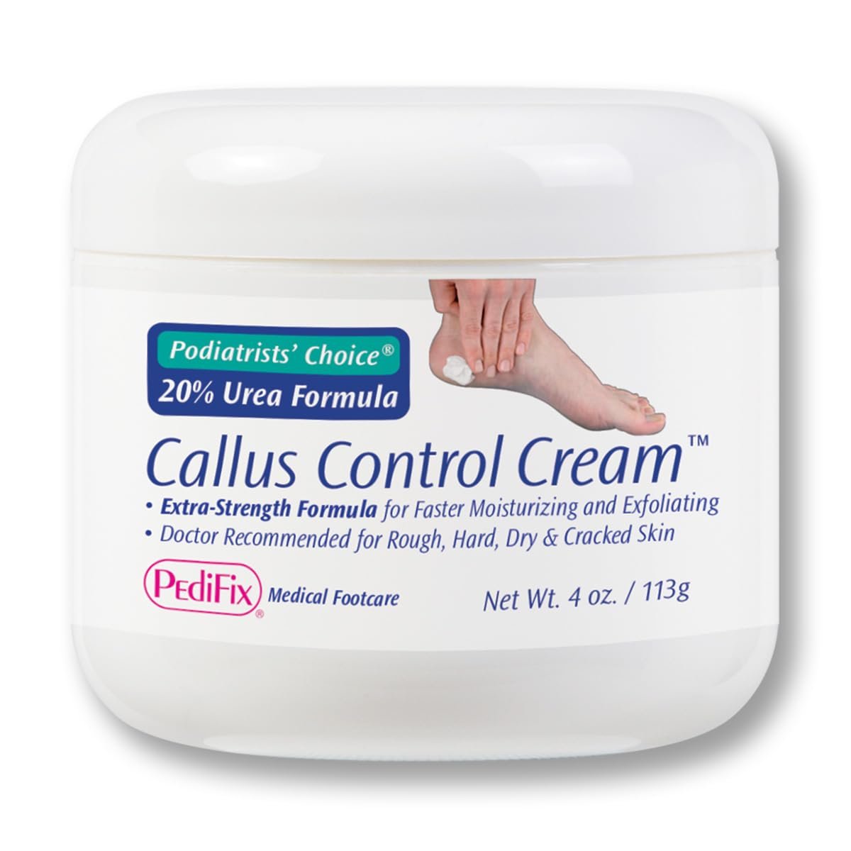 Pedifix Podiatrists' Choice 20% Urea Callus Control Extra Strength Foot Cream - 4 oz - Professional Treatment for Dry, Cracked Feet & Callus Relief Avelisse