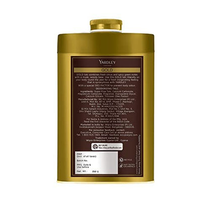 Yardley London Gold Perfumed Talc 250g - Classic Fragrance Talcum Powder