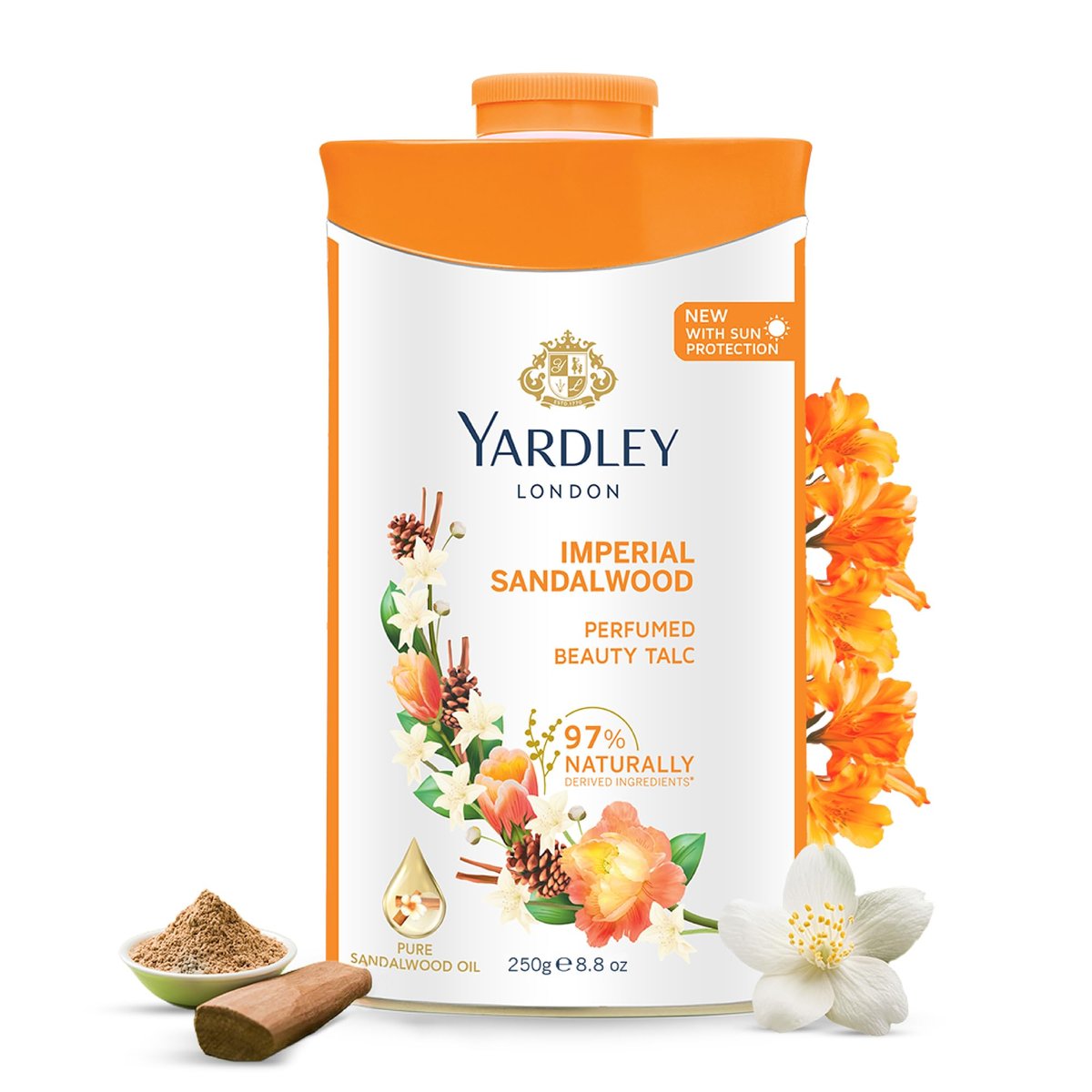 Yardley Sandalwood Perfumed Talc - Classic Scented Body Powder, 250g - görsel 1