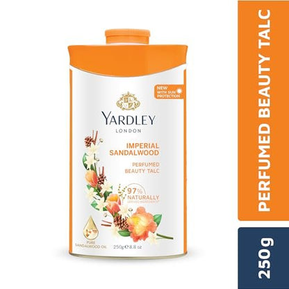 Yardley Sandalwood Perfumed Talc - Classic Scented Body Powder, 250g