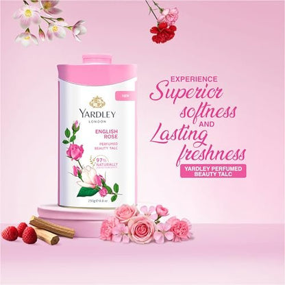 Yardley English Rose Perfumed Talc - 250g (8.8 oz) Dusting Powder