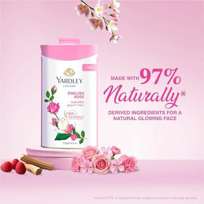 Yardley English Rose Perfumed Talc - 250g (8.8 oz) Dusting Powder