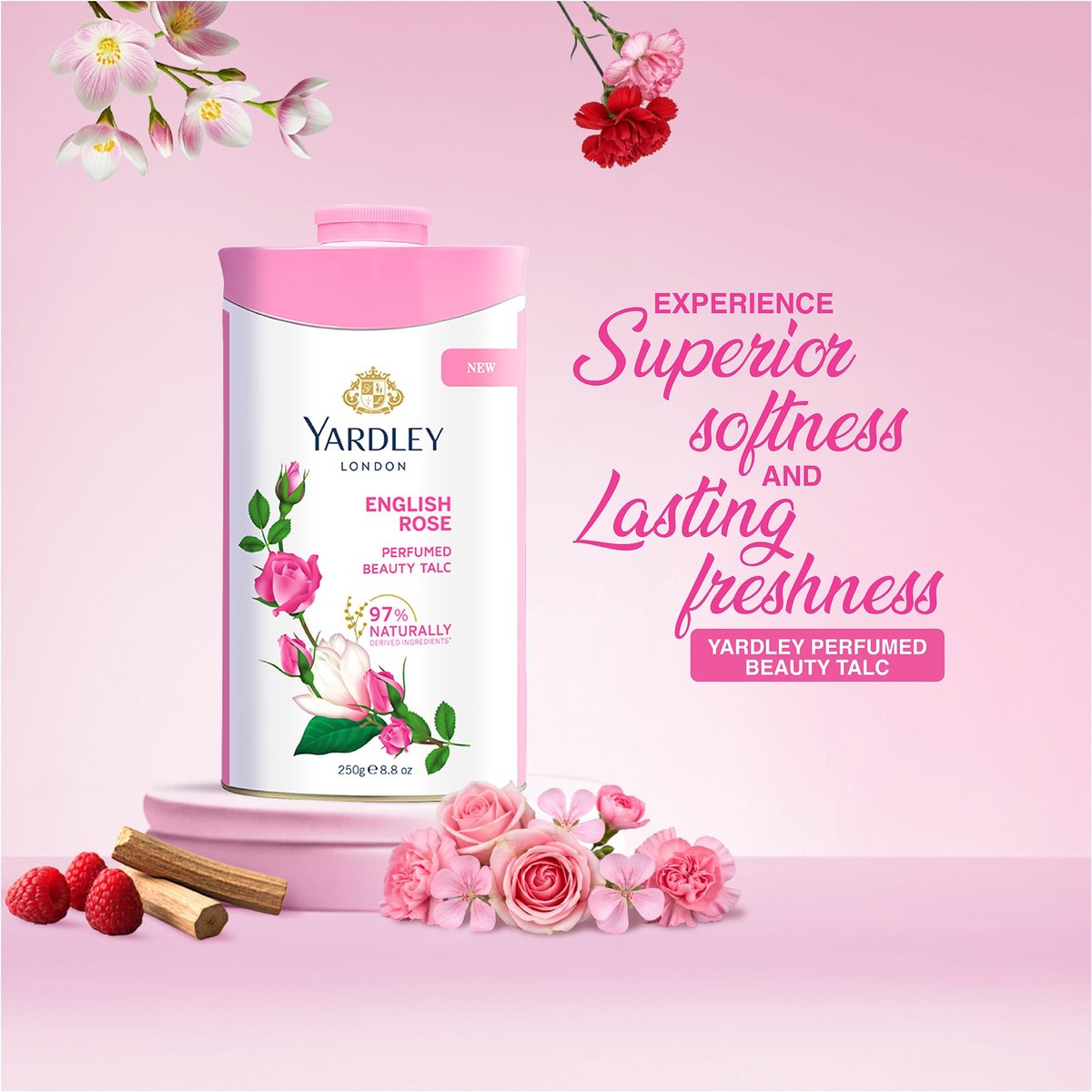 Yardley English Rose Perfumed Talc - 250g (8.8 oz) Dusting Powder - görsel 5