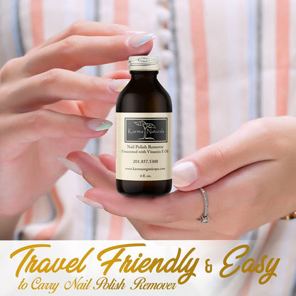 Karma Organic Natural Nail Polish Remover Unscented with Vitamin E Oil - Non Toxic, Vegan, Cruelty Free, Acetone Free – Nails Strengthener for Fingernails – 4 fl. Oz. Avelisse
