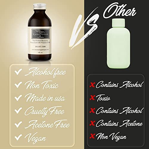 Karma Organic Natural Nail Polish Remover Unscented with Vitamin E Oil - Non Toxic, Vegan, Cruelty Free, Acetone Free – Nails Strengthener for Fingernails – 4 fl. Oz. Avelisse