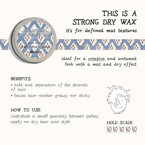 Davines This Is A Strong Dry Wax - Strong Hold Matte Texture for Definition & Separation, 2.54 Fl Oz Avelisse