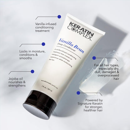 Keratin Complex Vanilla Bean Deep Conditioner - 7 oz | Intense Moisture & Repair for Damaged Hair Avelisse