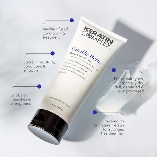 Keratin Complex Vanilla Bean Deep Conditioner - 7 oz | Intense Moisture & Repair for Damaged Hair Avelisse