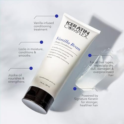 Keratin Complex Vanilla Bean Deep Conditioner - 7 oz | Intense Moisture & Repair for Damaged Hair Avelisse
