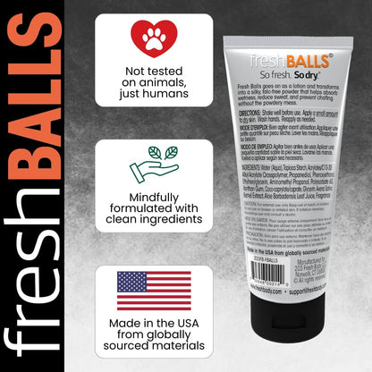 Fresh BALLS Lotion – Anti-Chafing Men's Soothing Cream to Powder Deodorant & Hygiene for Groin Area, 3.4 fl oz (Pack of 3) Avelisse