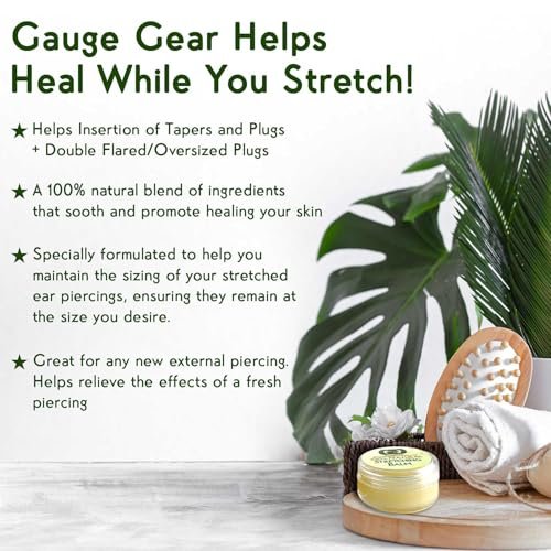 Gauge Gear Ear Stretching Balm – All Natural Moisturizing Salve with Jojoba Oil for Piercing Aftercare & Stretched Skin (10 ml / 0.34 fl oz) Avelisse