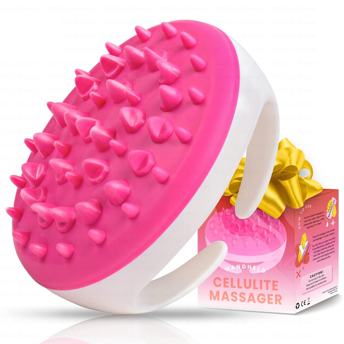Scala Silicone Cellulite Massager - Pink Body Massager Tool for Firming, Exfoliating & Smoothing Skin - görsel 1